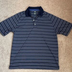 Bolle Navy and White Striped Polo Shirt